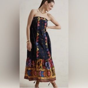 Anthropologie Farm Rio strapless Midi Dress XS